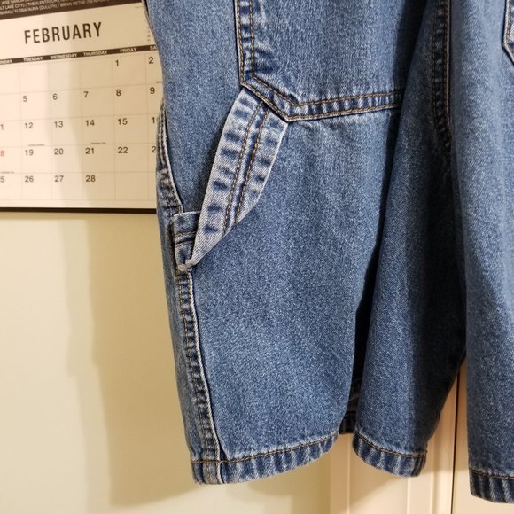 Squeeze Jeans overalls Medium denim shorts utility bib carpenter VINTAGE 90s - Picture 9 of 14